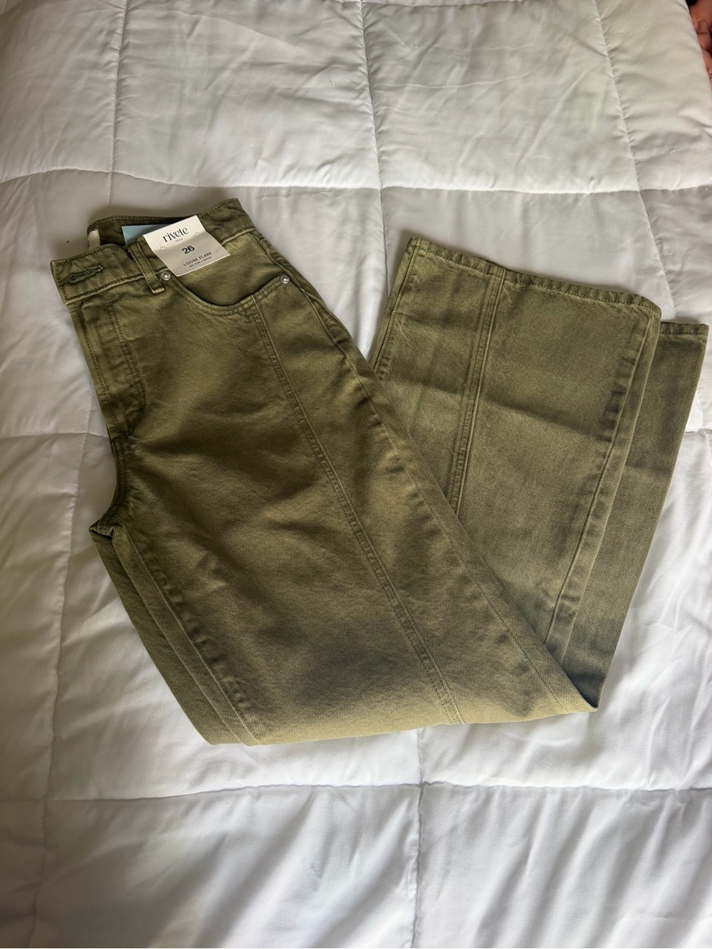 LOFT Olive Green Wide-Leg Jeans